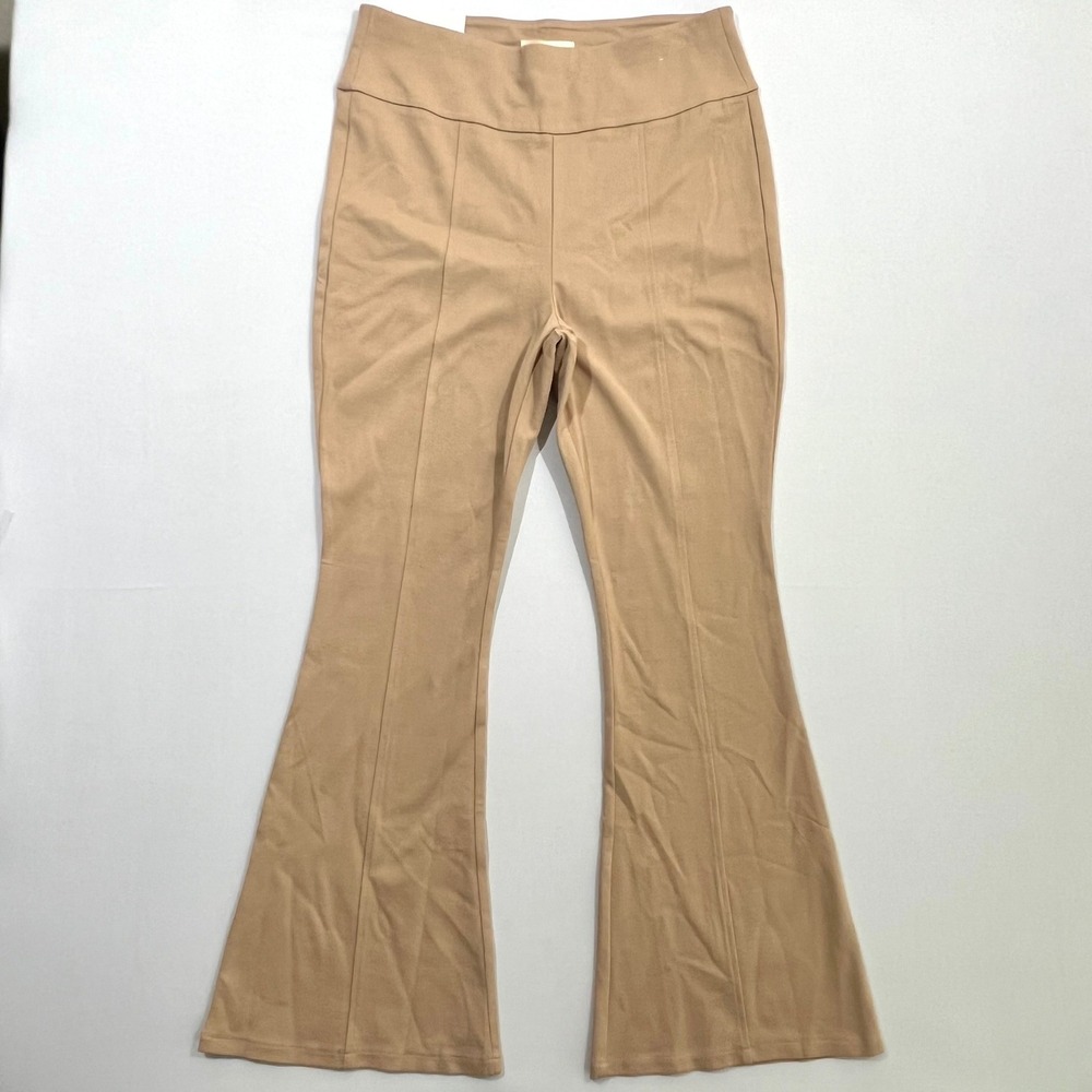 Dear Scarlett NWT Magic Flare‎ Pants Women's 1X Tan Beige Tummy Control Pull On - Picture 2 of 16
